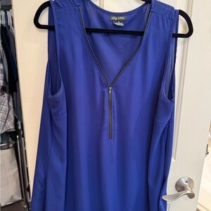 City Chic Royal Blue Zip-Front Blouse
